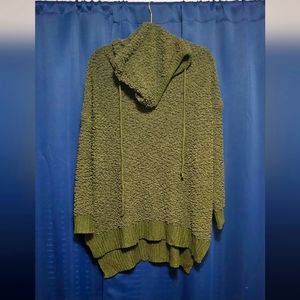 Miracle USA Women's Size Medium/Large Olive Hooded Semi Open Knit Sweater